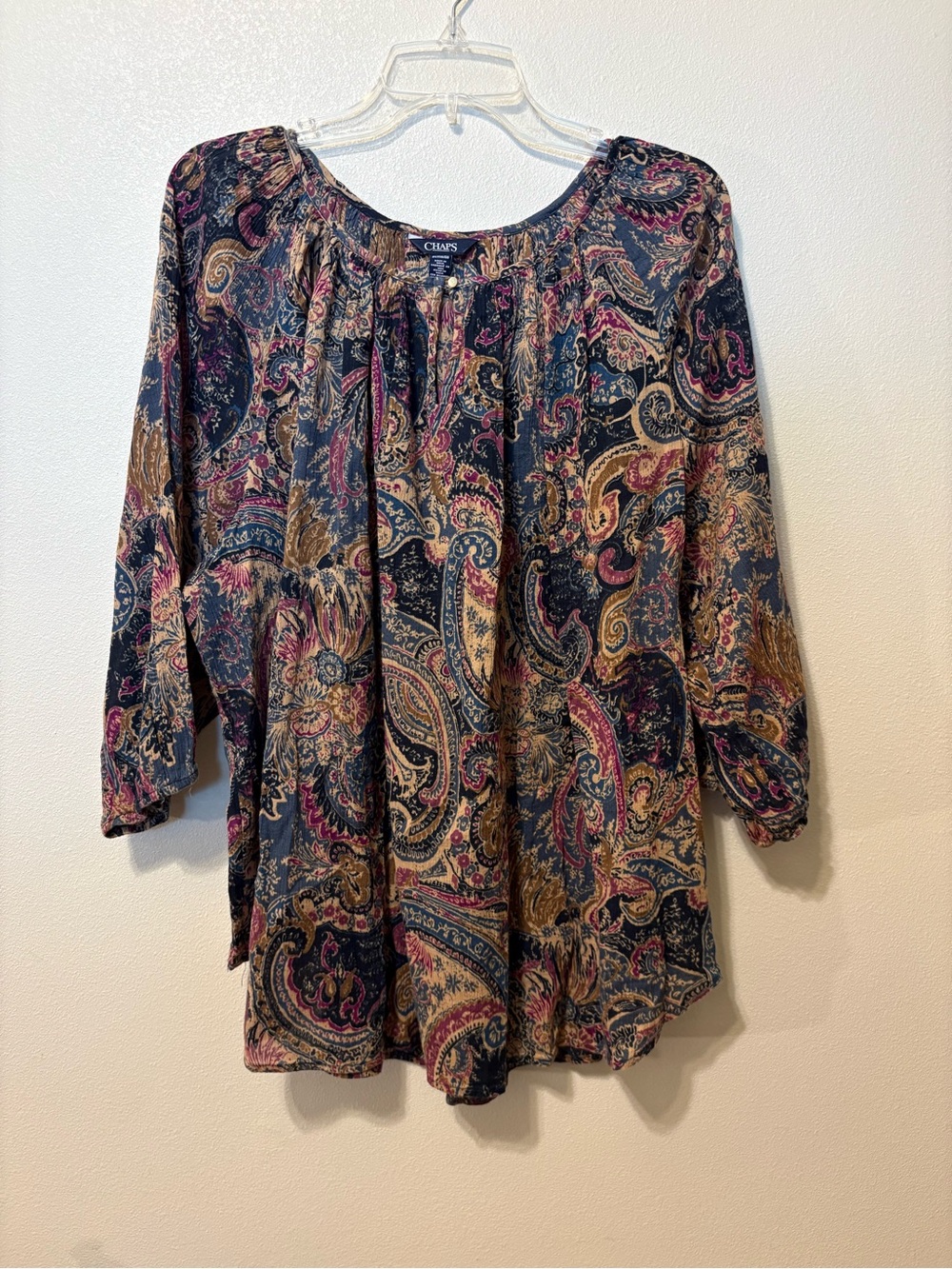 Chaps Navy Paisley Tunic Top